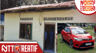 Pemandangan kontras Kantor Desa Panenggo Ede dengan mobil Kades Marthen Mete ditengah dugaan penyalagunaan dana desa. (nttkreatif.com/Ballack)