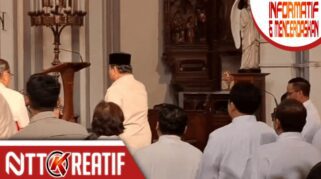 Presiden Prabowo Subianto memberikan penghormatan di depan peti jenazah Mgr Petrus Turang.
