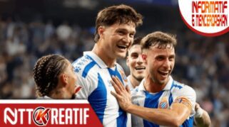 Para pemain Espanyol merayakan gol ke gawang Atletico Madrid. Espanyol menang 2-1 di La Liga. (Instagram.com/@rcdespanyol)