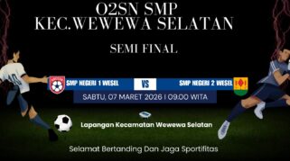 Pertadingan O2SN tingkat SMP Kecamatan Wewewa Selatan, Kabupaten Sumba Barat Daya (SBD), yang berlangsung di lapangan Manola kini telah memasuki babak semi final pada sabtu tanggal 7 Maret 2026 pagi besok.