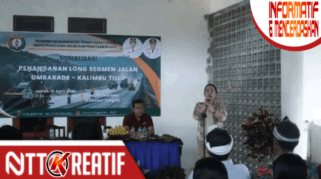 Bupati SBD, Ratu Wulla Talu saat hadir dalam sosialisasi pekerjaan penanganan long segmen ruas jalan Ombarade-Kalembu Tillu.