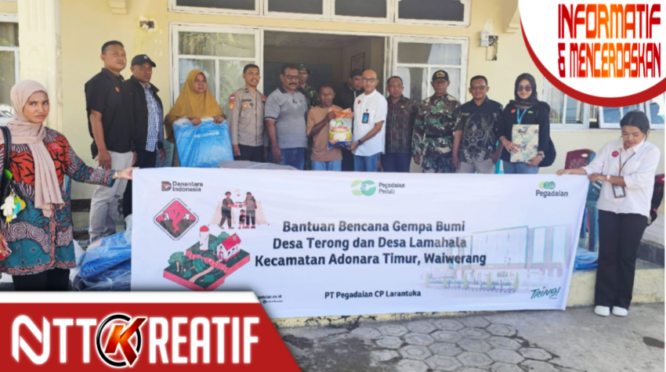 PT Pegadaian salurkan bantuan kepada korban bencana di Flores Timur. (nttkreatif.com/Ballack)