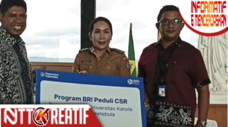 Bupati SBD, Ratu Wulla Talu beri apresiasi kepada BRI usai beri bantuan CSR ke 59 mahasiswa/i Unika Weetabula. (nttkreatif.com/Ballack)
