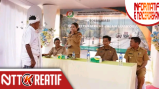 Bupati SBD, Ratu Wulla Talu mengajak masyarakat mendukung pengerjaan jalan Luakoba di Wewewa Barat. (Facebook.com/@Prokompi Sumba Barat Daya)