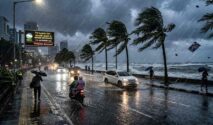 Foto: ilustrasi hujan lebat dan angin kencang.